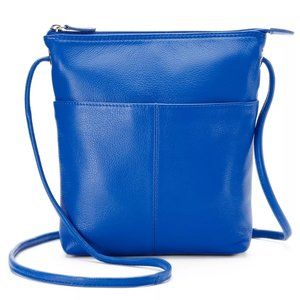 Leather (RFID) Medium Crossbody Bag - Cobalt Blue
